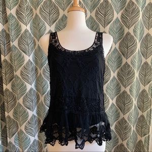 NWT Black Lace & Crochet Top